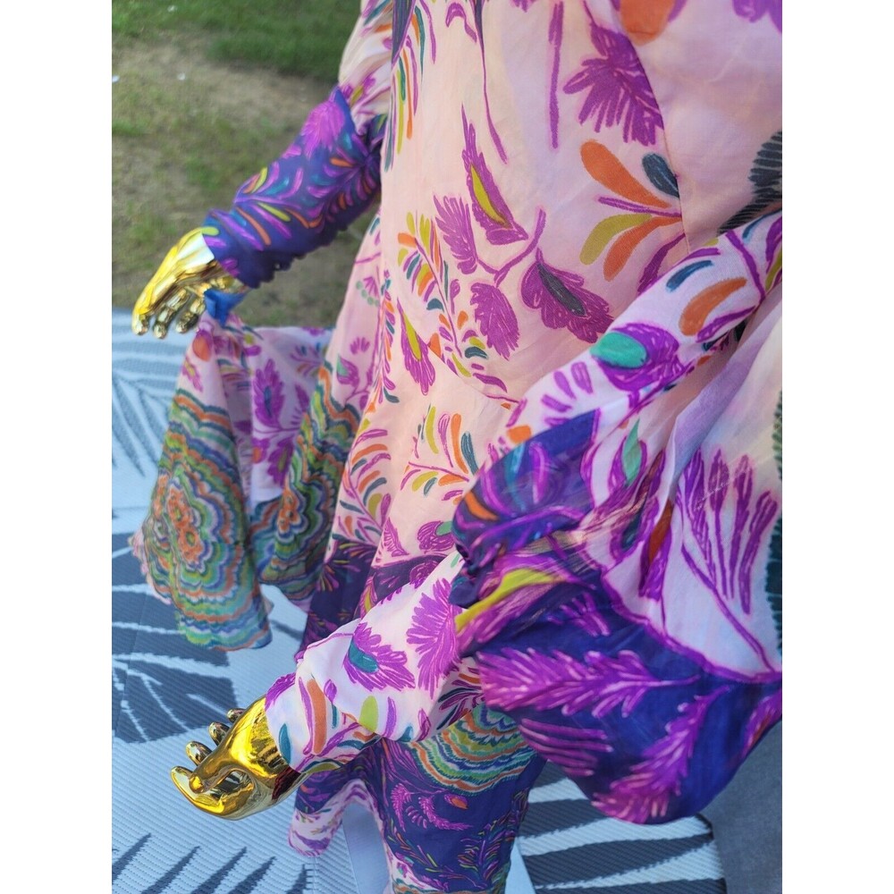 Vintage Lanvin Elizabeth Arden Fantasy Floral Print Silk Organza Maxi dress 1970 - Picture 9 of 16